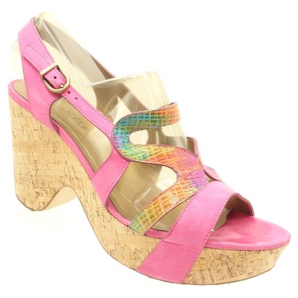 Van Eli Shoes - VAN ELi Platform Sandals Pink Multi Color Open Toe